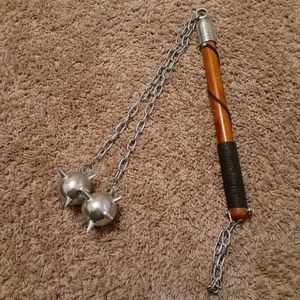 Medieval gladiator double spiked metal mace flail